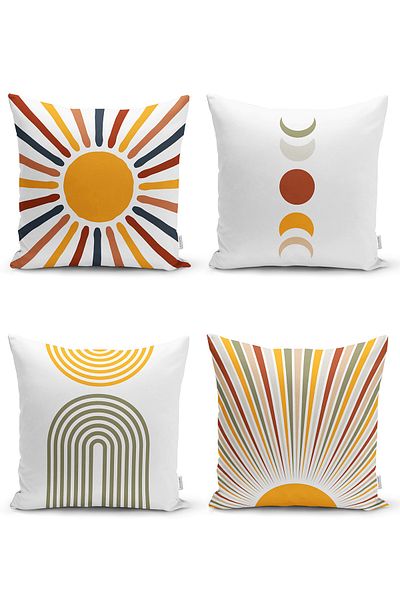 Realhomes Set de huse de pernă, 4 piese Sunrise, cu design special, imprimat digital, modern