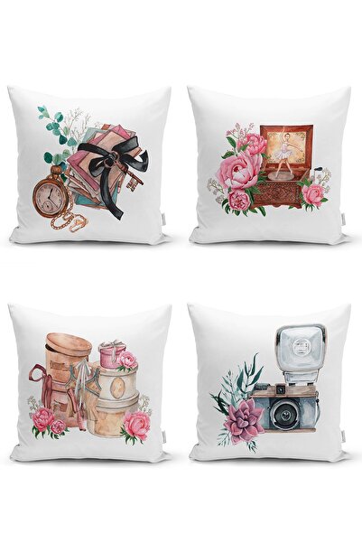 Realhomes Set de 4 huse de pernă cu design special, cu motive antice, imprima...