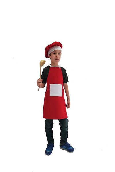 Mezuniyetshop Children's Kitchen Apron with Hat Red White