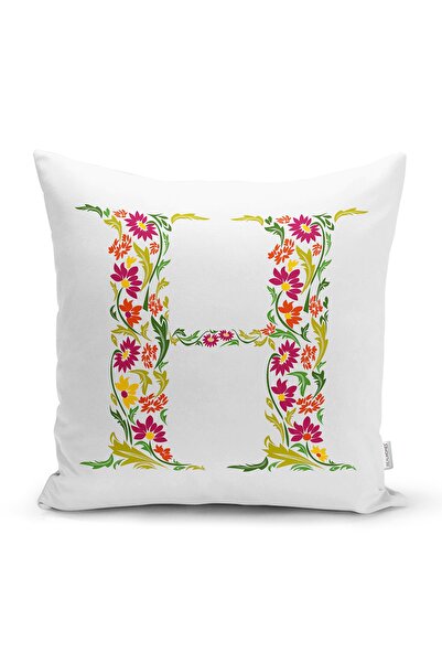 Realhomes Fundal alb Frunze tematice Litera H Design special Husă de pernă cu...