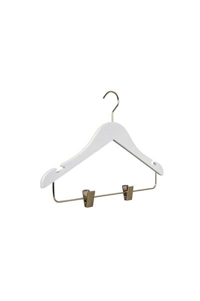 NYN Wooden 7-14 Years Old Young Children's Hanger with Pegs White Color 6 Pieces
