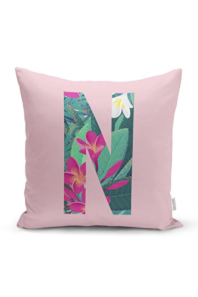 Realhomes Roz Floor Tropical Leaf Litera N Design special Husă de pernă cu im...