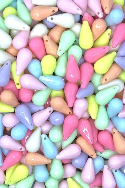 Tahtakaledeyim 30 قطعة 16 × 8 مم خرز نموذج كمثرى بلاستيكي ألوان باستيل مختلطة...