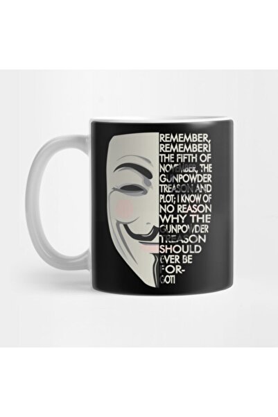 Pixxa V For Vendetta Typography Kupa Bardak