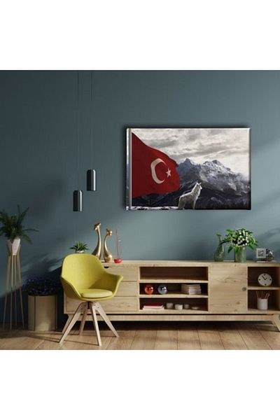 Desenlio Turkish Flag with Bozkurt Art Print