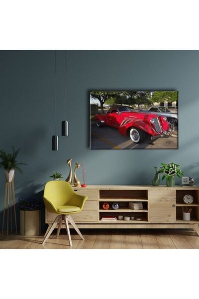 Desenlio Classic Red Car Canvas Art Print