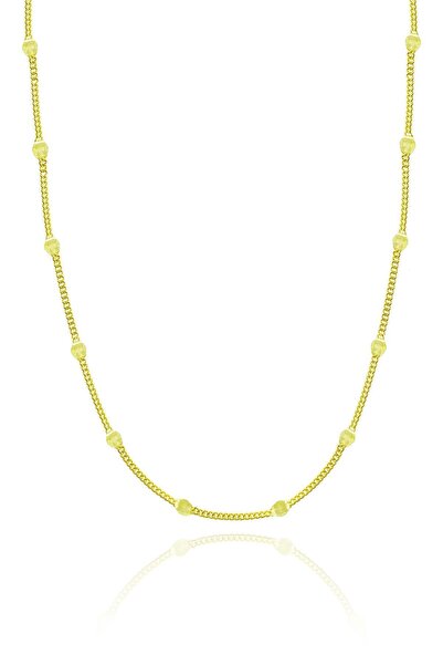 Aykat Gümüş Altın Rengi Yaldızlı Pullu Gurmet Zincir Kadın Zincir 925 Ayar Zn...