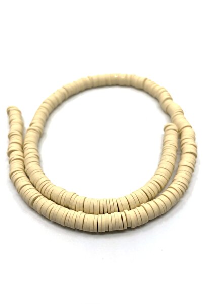 Tahtakaledeyim خرز فيمو 6 ملم لون كريمي، مادة مجوهرات