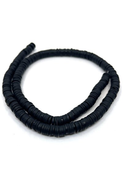 Tahtakaledeyim خرز فيمو 6 مم لون أسود، مادة مجوهرات