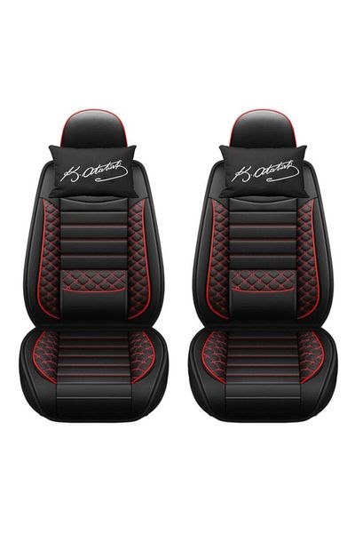 Öziron Tofaş Slx Auto Seat Neck Pillows - Black Orthopedic Set with Atatürk Signature Logo (2 Pcs)