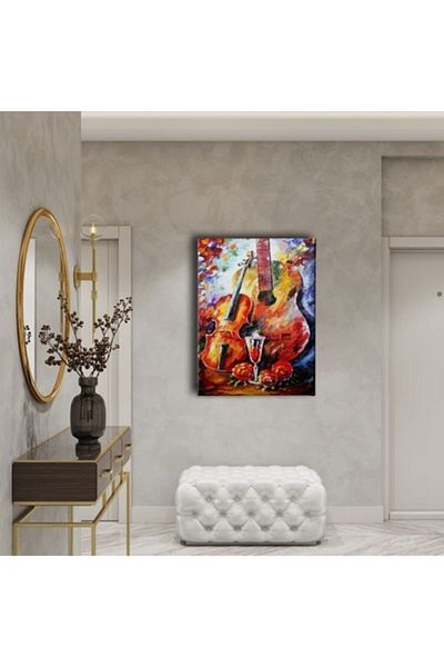 Desenlio Guitar Cello Oil Paint Canvas Print