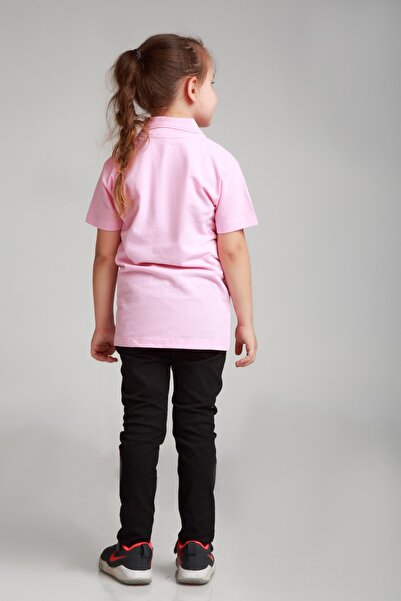 Dragora Pink Polo Neck School Combed Cotton T-shirt