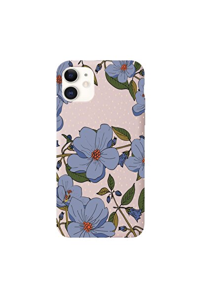 shoptocase Iphone 11 Uyumlu Mavi Çiçekler Desenli Premium Lansman Kılıf