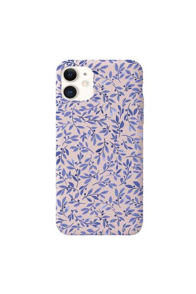 shoptocase Iphone 11 Uyumlu Mavi Yapraklar Desenli Premium Lansman Kılıf