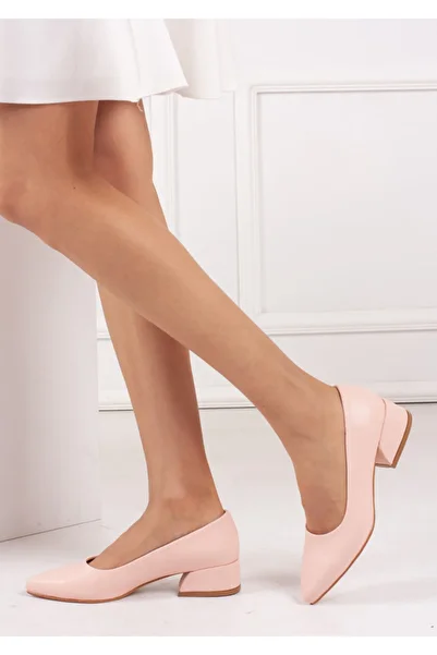 FORS SHOES Powder Color Skin Heeled Shoes 3.5 Cm
