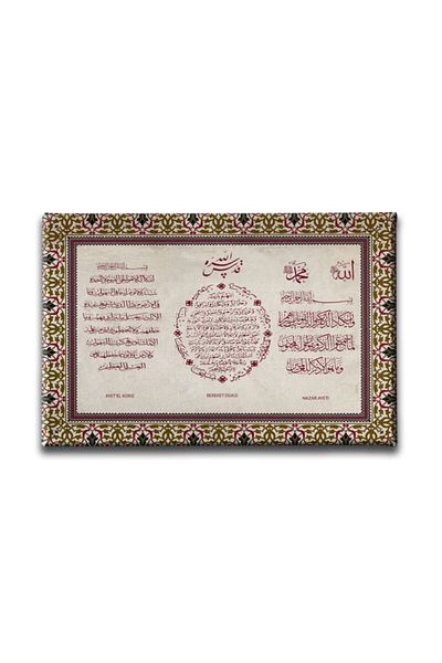 Desenlio Evil Eye-Blessing-Ayat-Hand Kursi (3 Verses) Motif Versed Canvas Painting