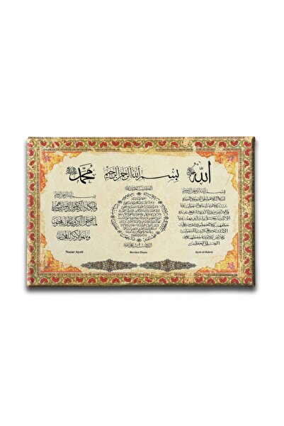 Desenlio Nazar-bereket-ayet-el Kürsi ( 3 Ayet ) Ayetli Kanvas Tablo