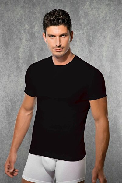 Doreanse Bisiklet Yaka Siyah Erkek Atlet