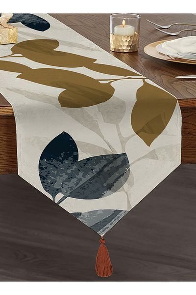 Realhomes Design special cu motiv de frunze, imprimat digital, alerg triunghi modern cu smocuri de chenille