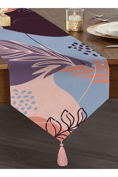 Realhomes Design boem colorat, imprimat digital, decorativ decorativ cu ciucuri de chenille