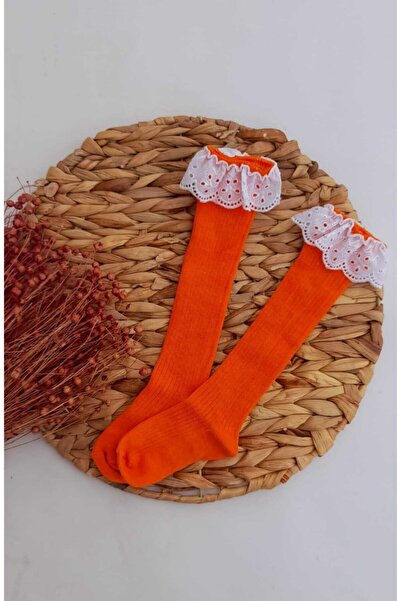 masal trend Orange Scalloped Knee-length Baby Kids Socks