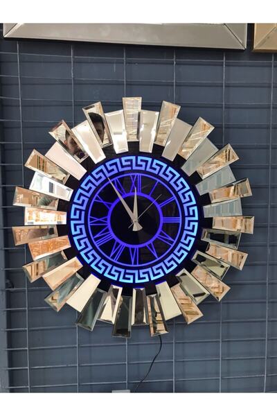 asellus Elite Piyano Aynalı Saat 70 Cm Çapında Led Işıklı