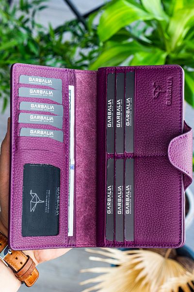 Garbalia Martha Leather Plum Unisex Portfolio Wallet