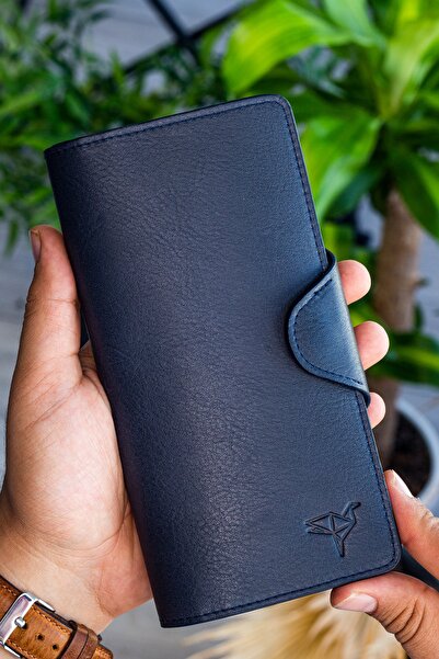 Garbalia Πορτοφόλι Unisex Navy Blue Martha από γνήσιο δέρμα χαρτοφυλάκιο