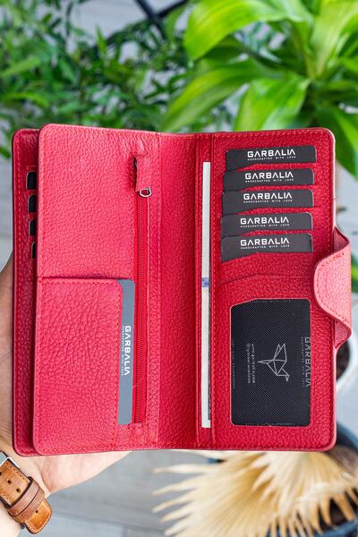 Garbalia Martha Genuine Leather Red Unisex Portfolio Wallet