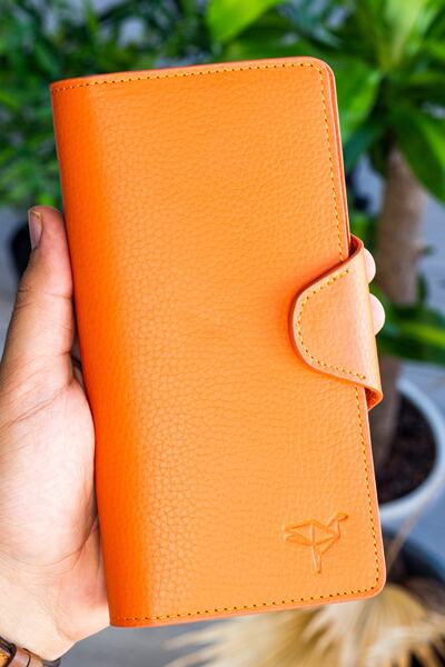 Garbalia Martha Genuine Leather Orange Unisex Portfolio Wallet