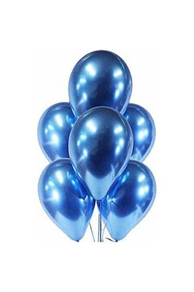 Happyland 10 Pieces Chrome Metallic Blue Balloons