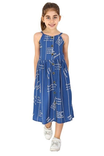 Smile Kids فستان بناتي منقوش بأحزمة طويلة وأزرار