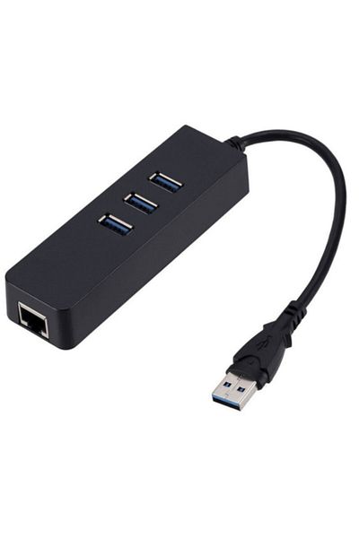 WOZLO 3 Port Usb 3.0 Gigabit Ethernet Lan Rj45 Network Adapter Hub