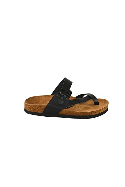 Moosefield Genuine Leather Black Women's Slippers