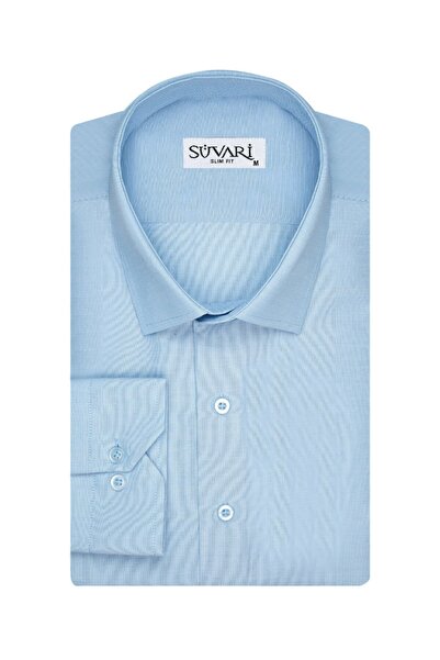 SÜVARİ Slim Fit Soluk Mavi Erkek Gömlek