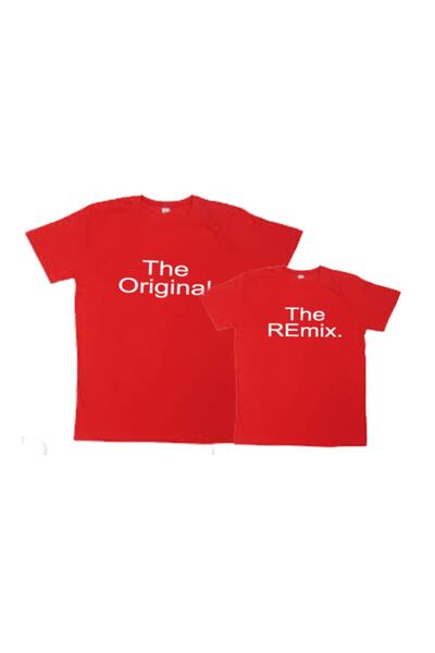 HediyeMania Baba Oğul Kombini The Original The Remix cu imprimeu Red 2li Tişö...