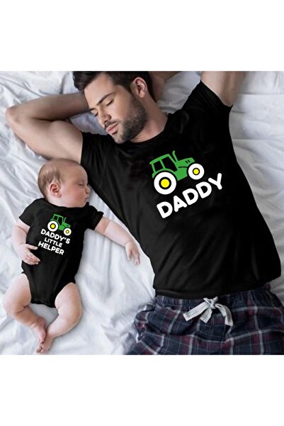 venüsdijital تي شيرت أسود للأب والابن على شكل جرار (هذا منتج واحد، أضف قطعتين...