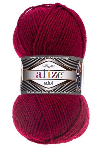 Alize Superlana Midi El Örgü Ipi 100 Gr 390 Vişne
