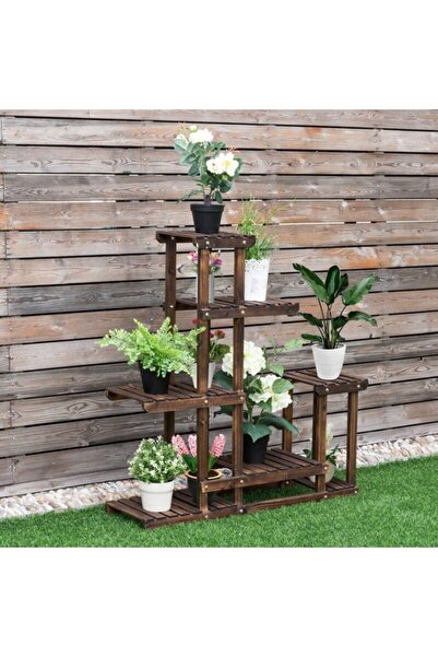 ENG AHŞAP Saksı Çiçeklik Saksılık Ahşap Çok Katlı Dekoratif Saksı Standı