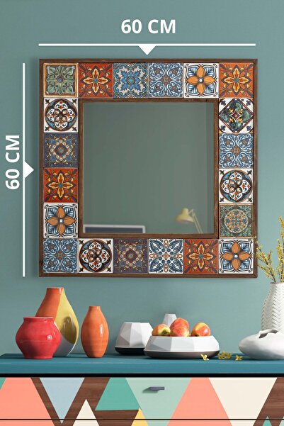 bluecape Doğal Ağaç 60x60 Cm Çini Seramik Çerçeve (AYNASIZ)