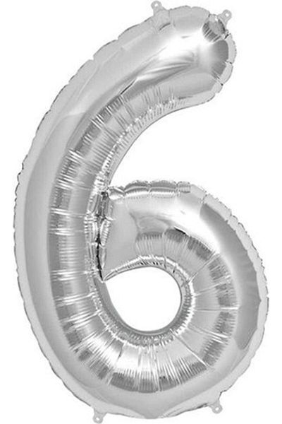 Firsat Ayi 75 cm Medium Size Silver Number Balloon Foil - Pack of 6