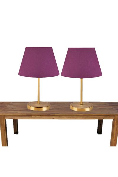 Art&Gift A&G Gold Double Lampshade Set - Body and Fabric Headboard
