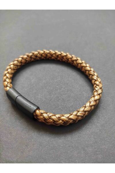 TREND COLLECTİON سوار جلدي مغناطيسي معدني بني كريمي للرجال