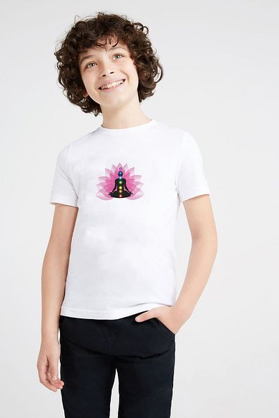 QIVI Tricou cu imprimeu alb pentru copii unisex