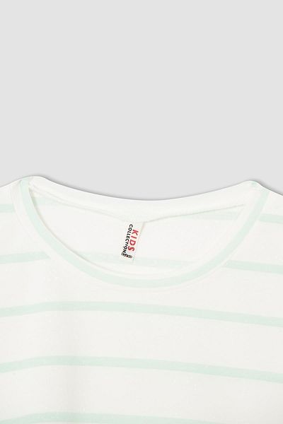 DeFacto Girl's Striped Crop Short Sleeve T-Shirt