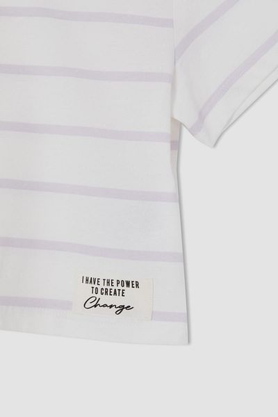 DeFacto Tricou cu mânecă scurtă cu dungi pentru fetiță