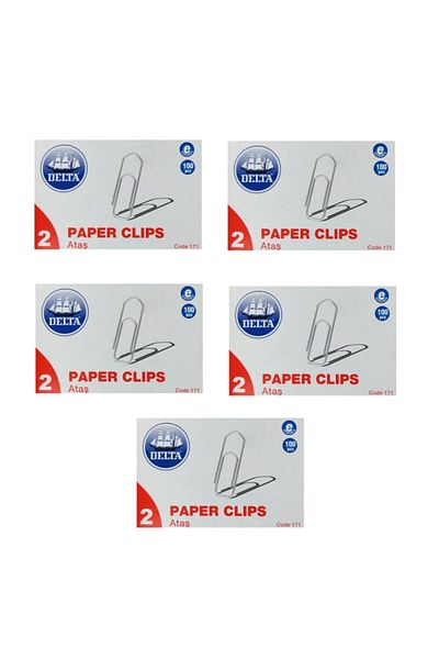 Delta 171 Paper Clips No 2 - 100 Pieces 5 Boxes Size