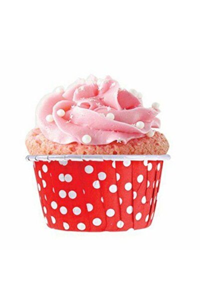 parti sürprizi علبة كب كيك منقطة باللونين الأحمر والأبيض 25 قطعة