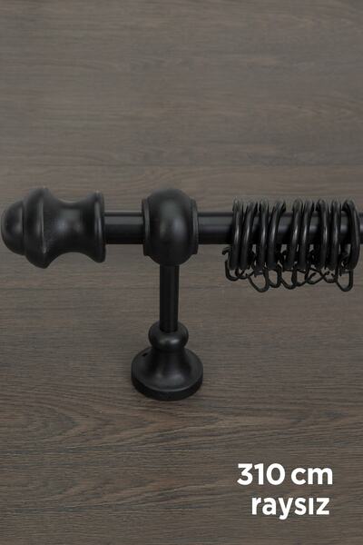wenthi Suport pentru perdele rustic din lemn negru Venti 310 Cm
