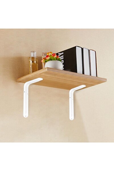 Badem10 Raf Altı Ayak Raf Tutucu L Demir 16.5 X 23 Cm Beyaz Montaj Aparatı (2...